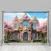 Lofaris Pink Fairy House Sakura Tree Eggs Easter Backdrop